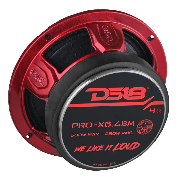 DS18 PRO-X6.4BM 6.5” 250W RMS Bullet Midrange Speaker 4-Ohm (Single)